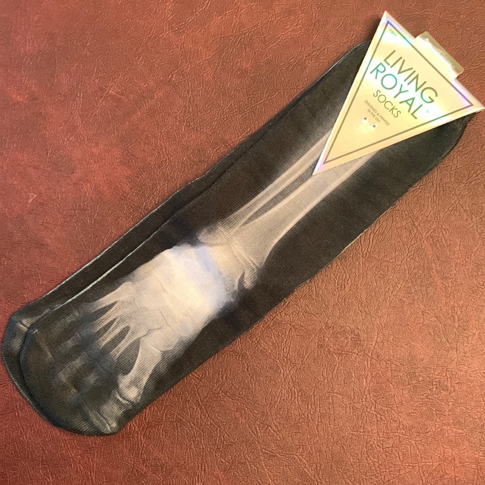 NWT Living Royal Crew socks Skeleton bone x-ray size: women 4-12, men 6-13